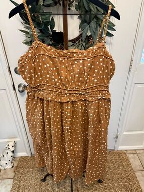 Maurices Pretty Woman Brown & White Polka Dot Midi Sundress XXL